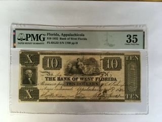 Obsolete Currency Florida,  Appalachicola $10 1832 Bank Of West Florida Fl45g32