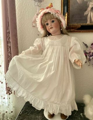 Antique French Cotton Lawn Dress For 29 " To 32 " Jumeau,  Bru Or German Doll