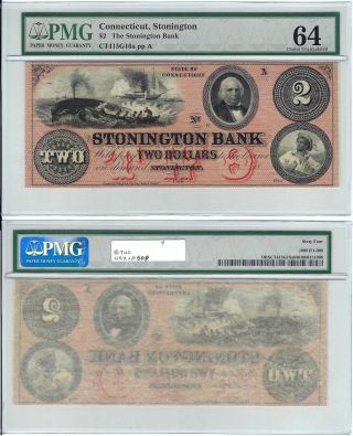 U.  S.  A.  Connecticut,  Stonington Bank,  Stonington $2 A,  _,  18_ PMG64 ChUNC 3