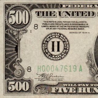 Rare $500 1934a St.  Louis Five Hundred Dollar Bill 1000 Fr.  2201h 00047619a