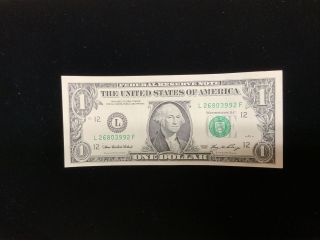 Misprinted 1 Dollar Federal Reserve Note Error