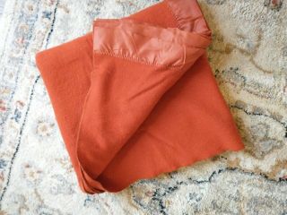Faribo Blanket 100 Wool Twin/full 76”x 82” Vintage,  Orange /rust