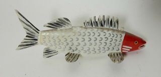 Minnesota Wood Folk Art Fish Spearing Decoy With Glass Eyes