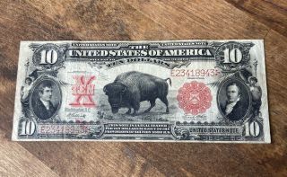 1901 $10 Ten Dollars “bison” Legal Tender United States Note Bill Very Fine