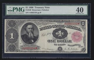 Us 1890 $1 Stanton Treasury Ornate Back Note Fr 349 Pmg 40 Xf (194)