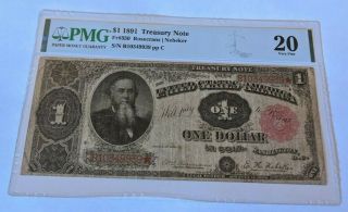 1891 $1 Treasury Note Fr 350 Pmg 20 Very Fine Rosecrans | Nebeker