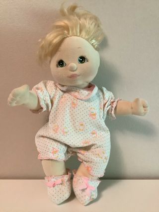 Vintage My Child Girl Doll Mattel 1980s Blonde Hair Green Eyes With Outfit