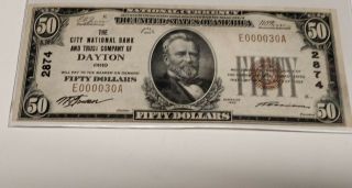 1929 $50.  00 Dayton,  Ohio Type 1 National Serial Number 30 Seldom Seen Au,