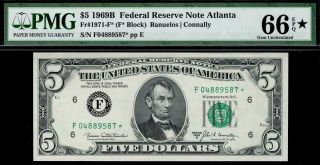 1969b $5 Atlanta Star Note Frn • Pmg 66 Epq • Fr.  1971 - E - - Star Designation - -