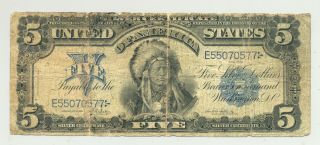 $5 Series 1899 Chief Onepapa Silver Certificate In Vg - Fine