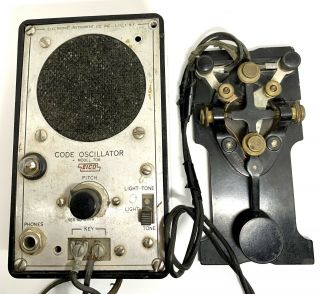 Antique Telegraph Morse Code Type Key J - 37 Code & Oscillator Eico 706 Wired