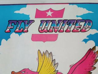 Vintage Blacklight Poster Fly United Airlines Geese Sex Headshop 1970 ' s 3
