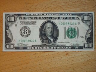 1928 $100 One Hundred Dollar Federal Reserve Note Currency St Louis Vf,  Nr