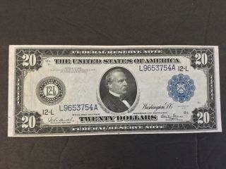 1914 Us $20 Dollars Federal Reserve Note.