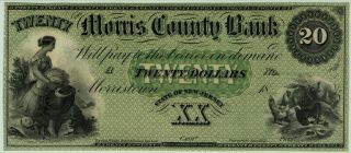 $20 Morris County Bank,  Morristown,  Jersey.  PMG 66 EPQ GEM Uncirculated. 2
