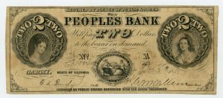 1855 $2 The Peoples Bank - Carmi,  Illinois Note