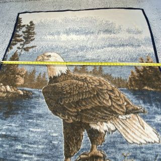 Vintage Biederlack Blanket Bald Eagle Soft Fleece Throw Made In USA 74 