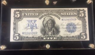 1899 Indian Chief $5 Silver Certificate Blast White