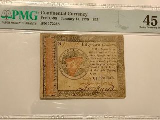 Continental Currency Fr Cc - 98 Jan 14,  1779 $55 Choice Ef 45.  On