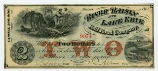 1863 $2 The River Raisin And Lake Erie Rail Road Co.  - Monroe,  Michigan Note