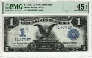 1899 $1 Silver Certificate Note Fr.  233 Teehee/burke Pmg Choice Extra Fine 45 Epq