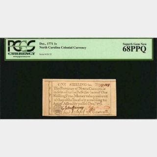 Dec.  1771 1s North Carolina Colonial Currency 68ppq
