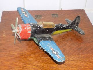 Vintage Hubley Kiddie Toy Cast Metal Military Blue On Blue Airplane
