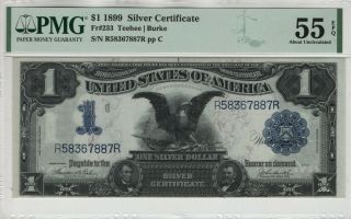 1899 $1 Silver Certificate Note Fr.  233 Teehee/burke Pmg About Unc Au 55 Epq (887r