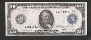 Exyremely Rare 6 Digit Serial Number San Francisco 1914 $50 Frn,  No Tears