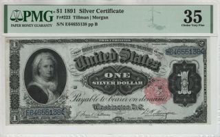 1891 $1 Silver Certificate Note Martha Fr.  223 Pmg Choice Very Fine 35 (138)