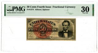 U.  S.  Fractional Currency.  Fourth Issue,  Fr 1374.  50 Cents Pmg Very Fine 30