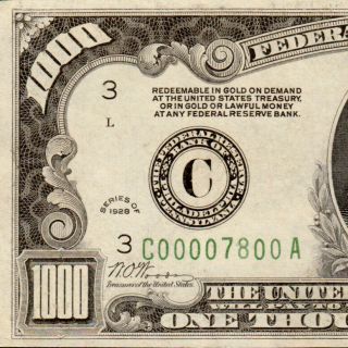 Trophy Note 1928 Phillie $1000 One Thousand Dollar Bill 500 Fr.  2210 C00007800a
