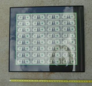 Uncut Full Sheet 32 $1 One Dollar Bill Usa Currency Notes 1981 Double Sided Matt