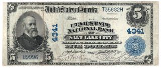 1902 Bs $5 The Utah State Nb Of Salt Lake City,  Ut Ch 4341.  Vf.  Y00006304