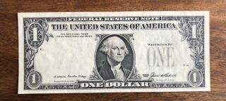 $1 1985 Federal Reserve Note - Error - Third Print On Reverse