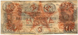 1840 $50 Republic of Texas Note - Treasury Department Cut Cancelled - Scarce Note 4
