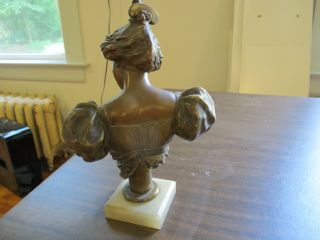 Vintage Art Nouveau Bronzed Spelter Bust of Woman 2
