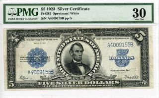 Fr.  282 1923 $5 Silver Certificate Pmg Very Fine 30 (retouched,  Minor Split)