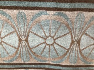 Vintage Wool Brown Tan Blue Floral & Check 2 Side Camp Blanket 66” X 72”