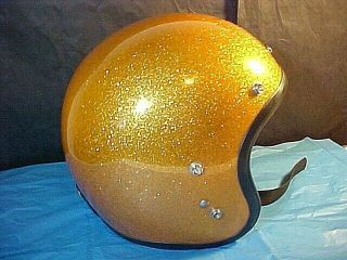Vintage Metalflake Gold 1966 Ssk Helmet Medium M