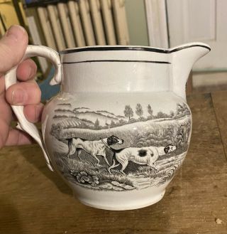 Antique Staffordshire Pitcher Dogs Country Pheasant