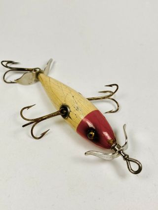 South Bend Underwater Minnow Vintage Wooden Fishing Lure Glass Eyes Circa 1921