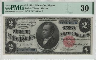 1891 $2 Silver Certificate Fr.  246 Windom Large Size Pmg Very Fine Vf 30 (638)