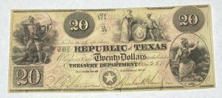 $20 Republic Of Texas - Red Back - 1840 - Canceled