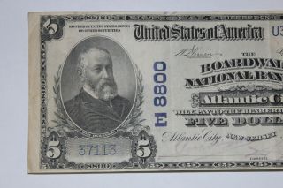 1902 US $5 Note The Boardwalk National Bank of Atlantic City - Charter 8800,  WOW 5