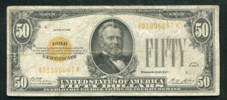 Fr.  2404 1928 $50 Fifty Dollars Gold Certificate Currency Note Very Fine
