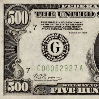 Gem Margin 1928 Chicago $500 Five Hundred Dollar Bill 1000 Fr.  2200 G00052927a