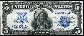 HGR SUNDAY 1899 $5 Indian Chief ( (GORGEOUS Artwork))  LIGHTLY CIRCULATED 2