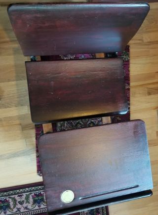 Vintage Antique Fold Up School Desk & Chair 1940s Iron Wood