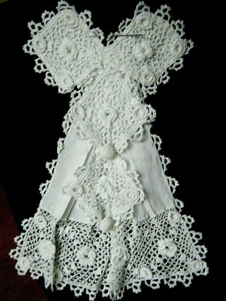 Antique Edwardian Time Jabot Deco Irish Crochet Dainty Lace Hand Made Work